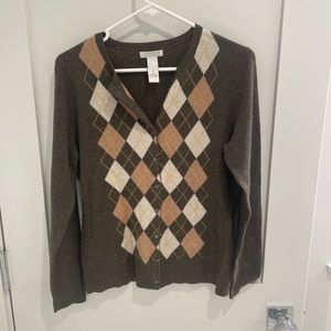 Tweeds Argyle Cashmere Cardigan Sweater